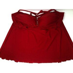 Lela Rose Cacique Red Tankini Swim Top Size 22 Halter